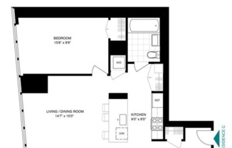 1 bed, 1 bath, 737 sqft, $6,300, Unit 18C