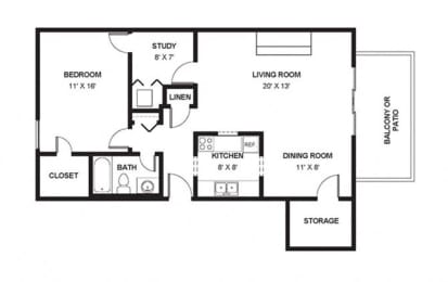 1 bed, 1 bath, 960 sqft, $1,098