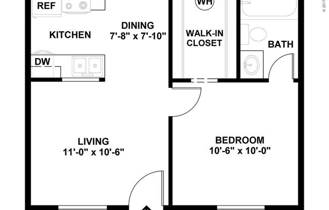 1 bed, 1 bath, 418 sqft, $739