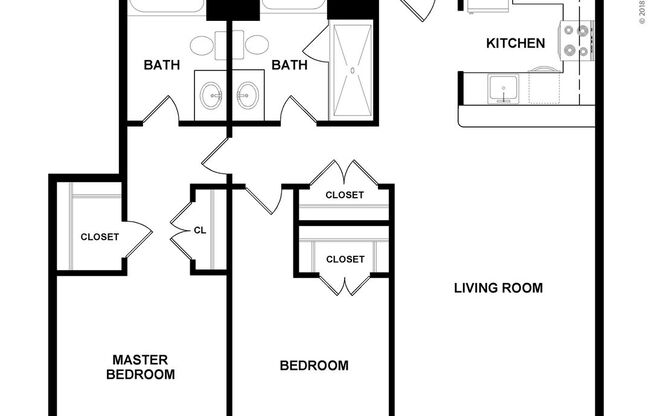 2 Bedroom: Beds - 2: Baths - 2: SqFt Range - 989 to 989