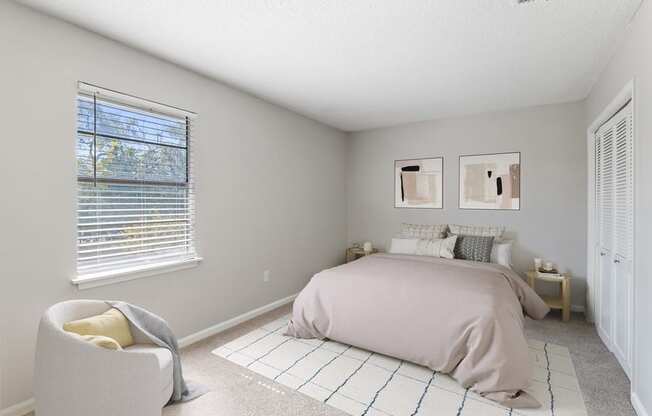 Model bedroom with carpeting