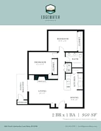 2 beds, 1 bath, 950 sqft, $1,688