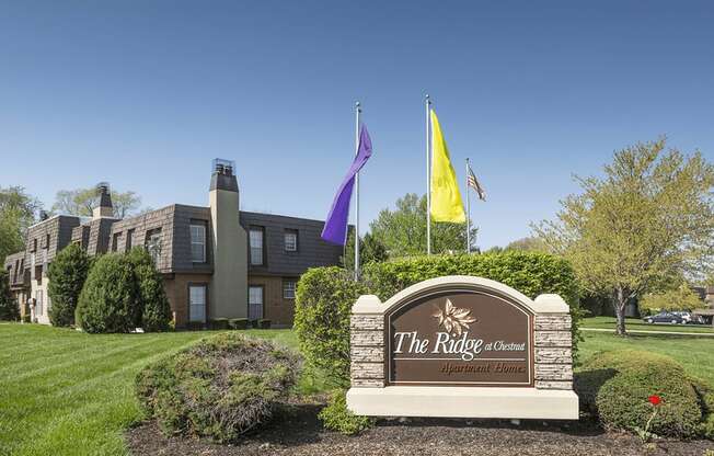 welcome sign at The Ridge at Chestnut Apartments
