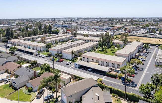 an aerial view of the city