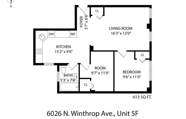 2 beds, 1 bath, 430 sqft, $2,200, Unit 5F