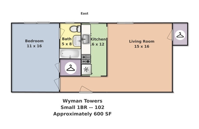 1 bed, 1 bath, 550 sqft, $1,325, Unit 102