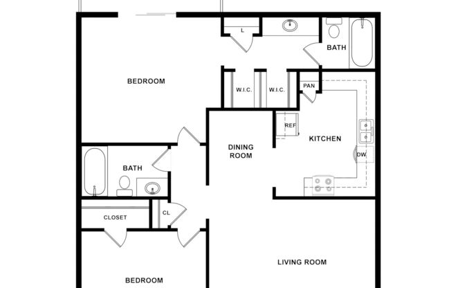 2 beds, 2 baths, 940 sqft, $1,471