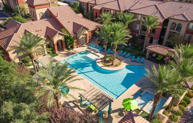 an aerial view of the pool at residence inn denton