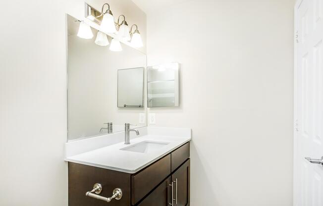 a sink and a mirror