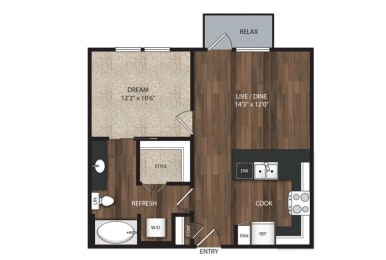 1 bed, 1 bath, 674 sqft, $2,935