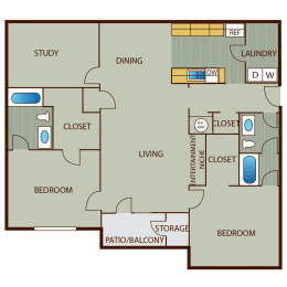 2 beds, 2 baths, 1,476 sqft, $1,888