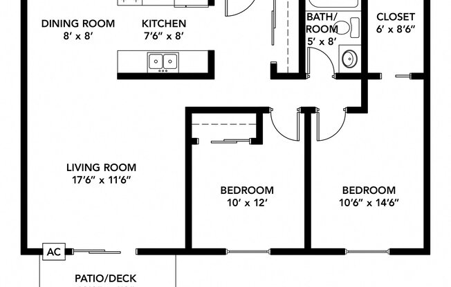 2 beds, 1 bath, 884 sqft, $1,200