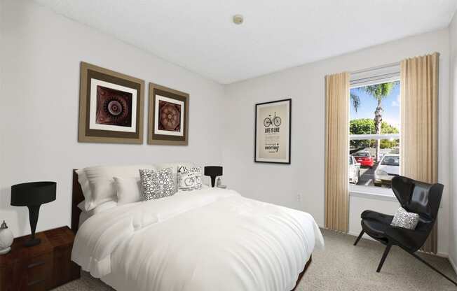 Nutwood East Bedroom with vfurniture and view of the window