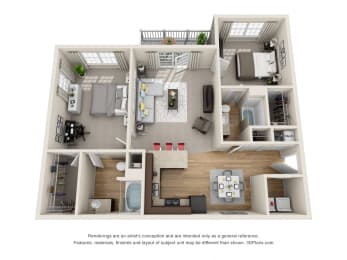 2 beds, 2 baths, 1,170 sqft, $1,547