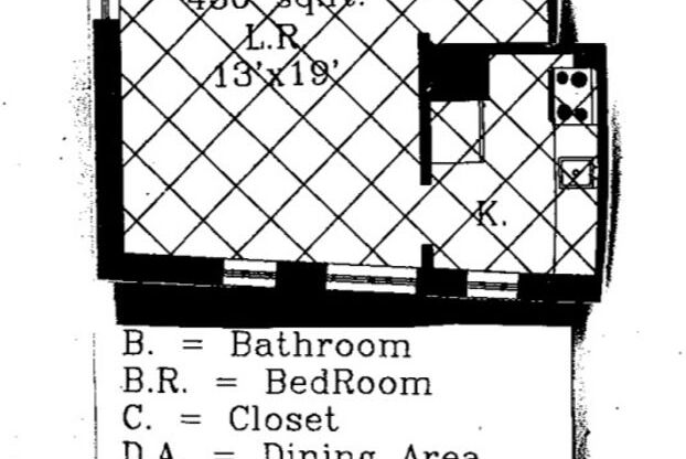 Studio, 1 bath, 401 sqft, $1,200, Unit Bayard Manor 309