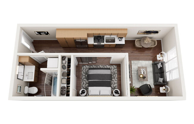 1 bed, 1 bath, 543 sqft, $2,600