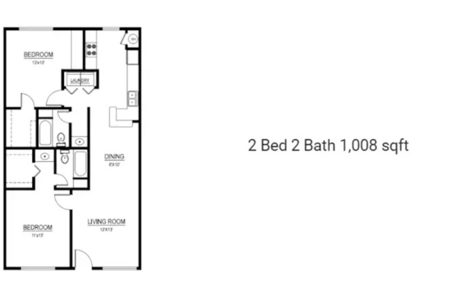 2 beds, 2 baths, 1,008 sqft, $1,549, Unit 122-01