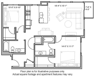 2 beds, 2 baths, 1,085 sqft, $3,010