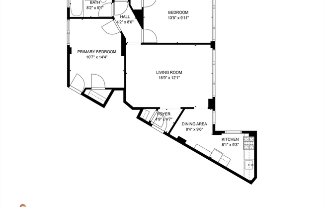 2 beds, 1 bath, 826 sqft, $3,200, Unit 643