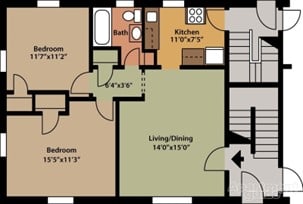 2 beds, 1 bath, 847 sqft, $1,035