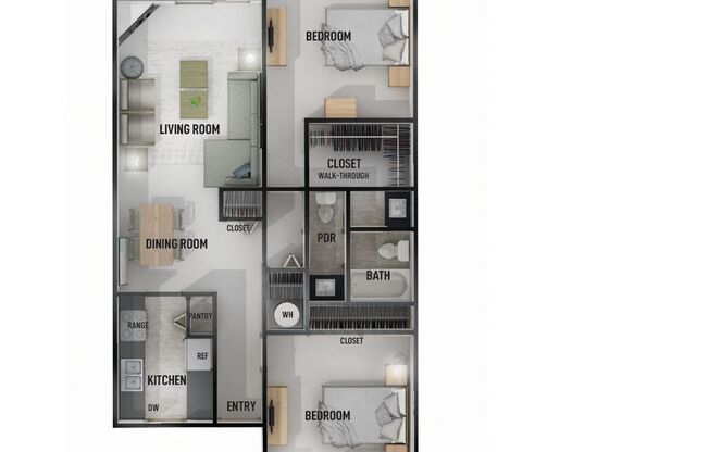 2 beds, 1.5 baths, 940 sqft, $1,705, Unit 0142