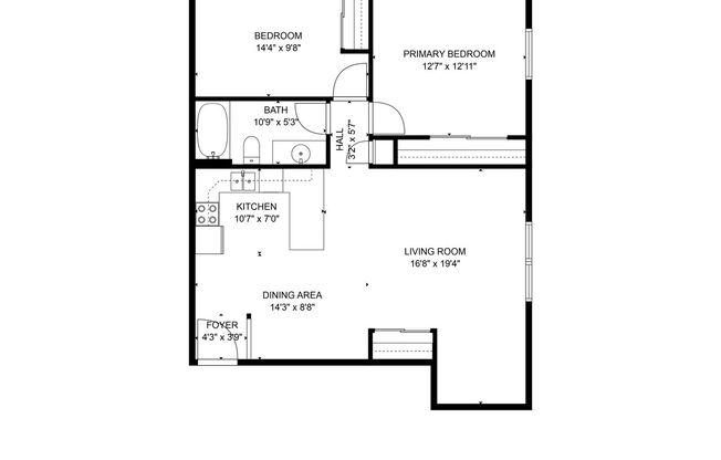 2 beds, 1 bath, 900 sqft, $1,399, Unit FF308