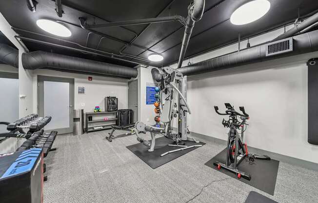 River 595 fitness center with cardio and strength-training equipment