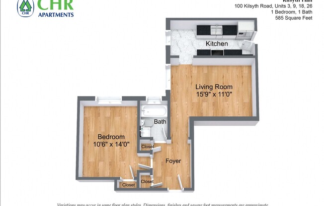 1 bed, 1 bath, 585 sqft, $2,945