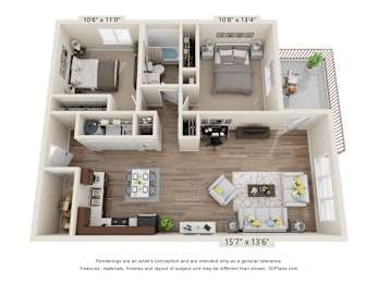 2 beds, 1 bath, 981 sqft, $1,798