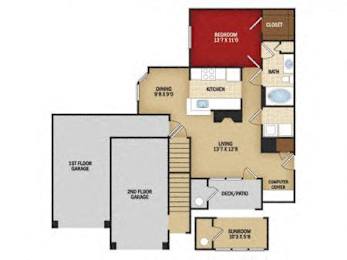 1 bed, 1 bath, 833 sqft, $2,494