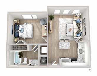 1 bed, 1 bath, 616 sqft, $1,526