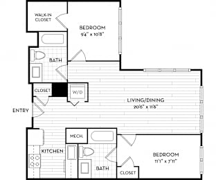 2 beds, 2 baths, 835 sqft, $3,140
