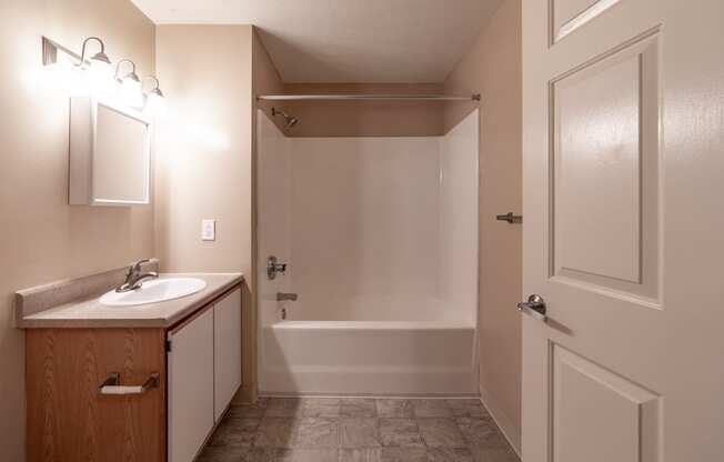 Oval Tub With Combo Shower at Bradford Ridge Apartments, Bloomington