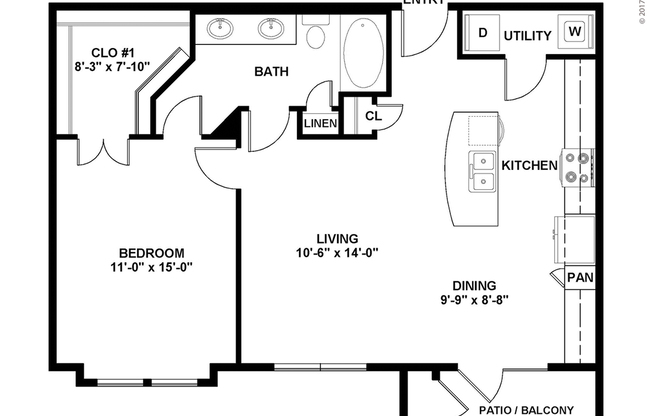 1 bed, 1 bath, 783 sqft, $1,298