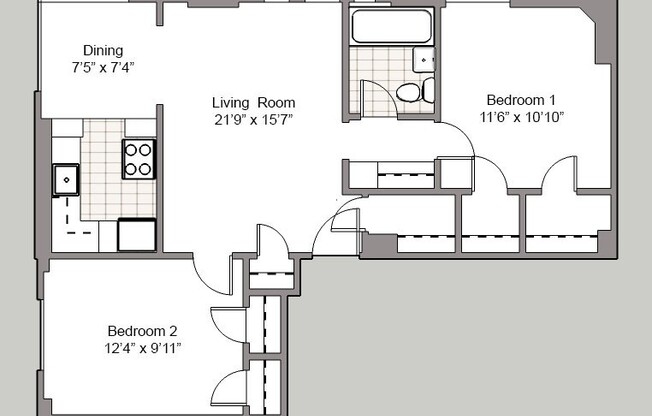 2 beds, 1 bath, 720 sqft, $1,885