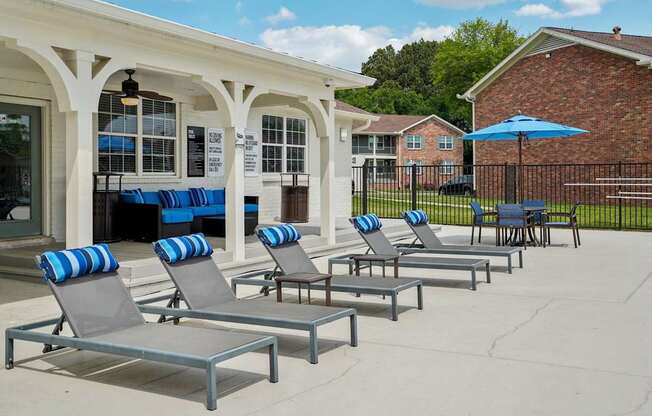 Resort-style swimming pool with sundeck at Reserve at Drakes Creek Apartments