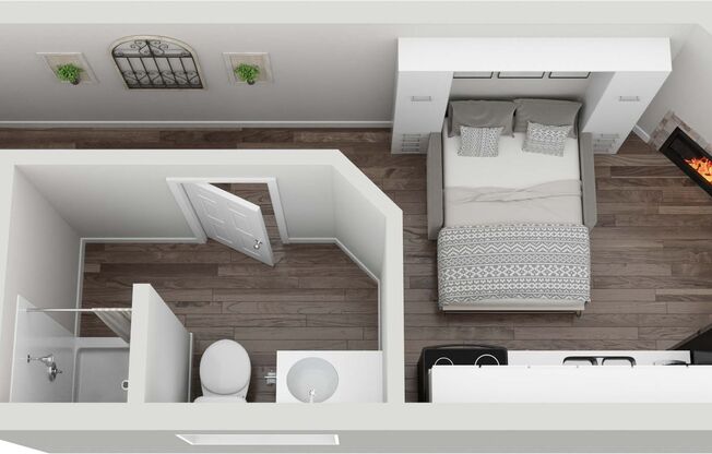 Studio, 1 bath, 259 sqft, $950, Unit B209