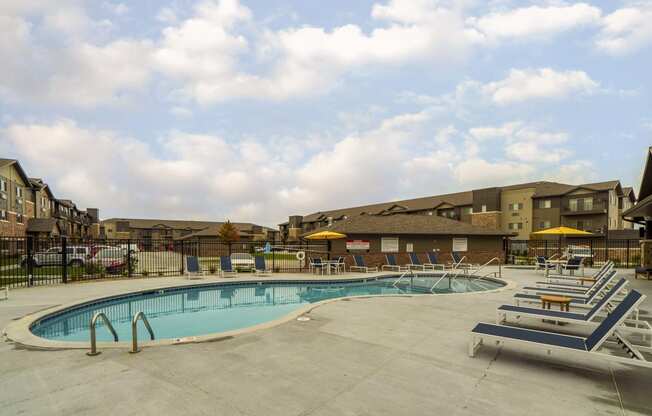 Luxury pool and hot tub view of WH Flats new luxury apartments in south Lincoln NE 68516