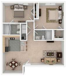2 beds, 2 baths, 1,152 sqft, $1,381