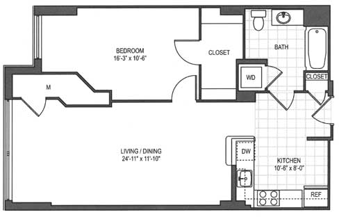 1 bed, 1 bath, 805 sqft, $2,834