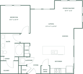 1 bed, 1 bath, 884 sqft, $1,728