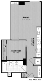 1 bed, 1 bath, 597 sqft, $2,257