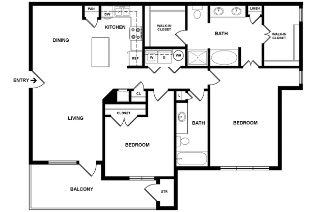 2 beds, 2 baths, 1,281 sqft, $1,804