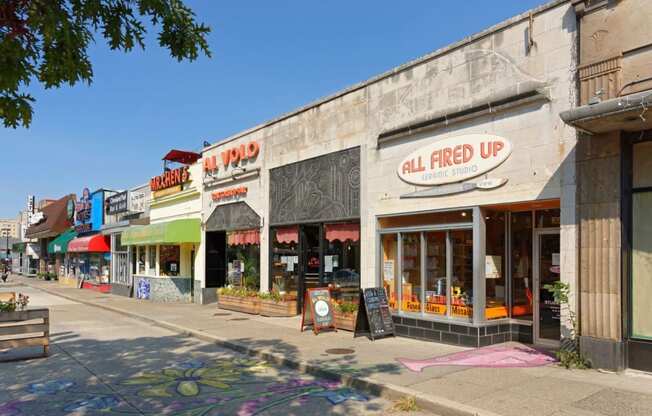 Shops and local activities at Cathedral Mansions, Washington