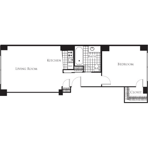 1 bed, 1 bath, 580 sqft, $2,455