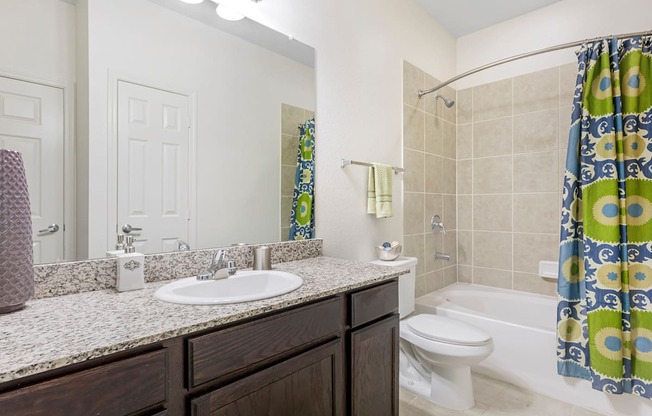 a bathroom with a sink and a toilet and a shower