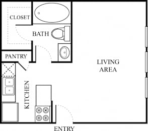 1 bed, 1 bath, 405 sqft, $791