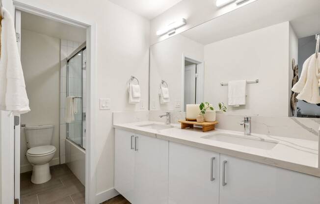 a bathroom with a sink and a toilet and a shower