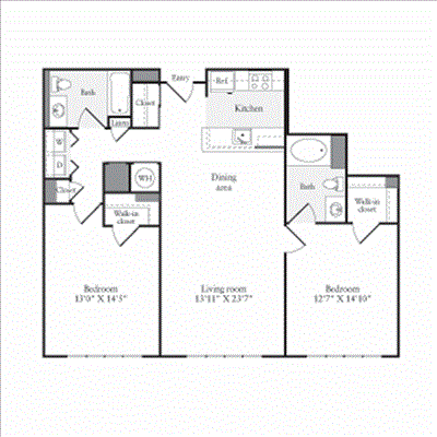 2 beds, 2 baths, 1,260 sqft, $3,800, Unit 419