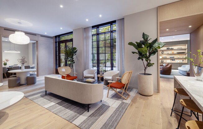Step into the elegance of Anagram Turtle Bay, where modern design meets comfort. This inviting lounge area features spacious seating, abundant natural light, and stylish décor perfect for relaxation or socializing. Schedule your tour today!